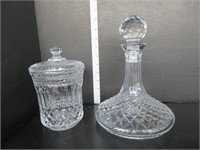 WATERFORD CRYSTAL DECANTER & LIDDED CRYSTAL DISH