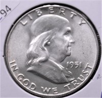 1951 D GEM FBL FRANKLIN HALF DOLLAR