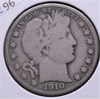 1910 S BARBER HALF DOLLAR VG