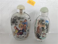 2 vintage Chinese snuff bottles reverse painting