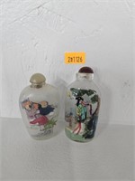 2 antique reverse painting Chinese snuff bottles