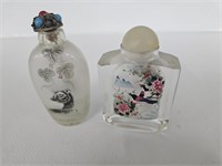 2 vintage reverse painting Chinese snuff bottles