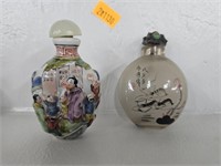 2 vintage Chinese snuff bottles porcelain and