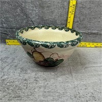 Sponge Glazed Stoneware Salad Bowl w/ Fruit Motif