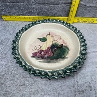 Sponge Glazed Stoneware Pie Dish with Fruit Motif