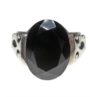 Sterling silver large oval cut tourmaline (?) ring