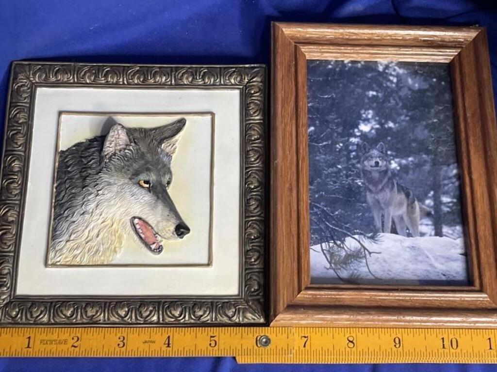 2 Wolf Pictures in Frames