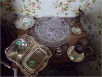 Misc Glassware and silverplate lot