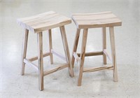 PAIR OF WORMY MAPLE BAR STOOLS