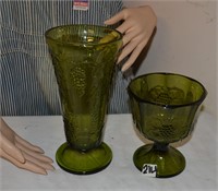 Green Grapevine Indiana Glass pieces