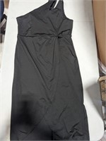 2xl Pretty Garden Black Slit One Shoulder Dress Wo