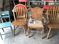 Chairs - 4 - 1 metal, 3 wood, wooden tv tray and