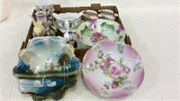 Box w/ Various Painted Bowls, Vases,