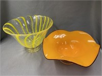 (2) Unsigned Art Crystal Bowls