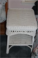 White wicker stool or side table