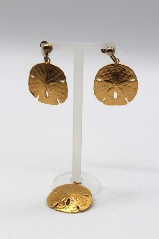 Sand Dollar Pendant and Earrings