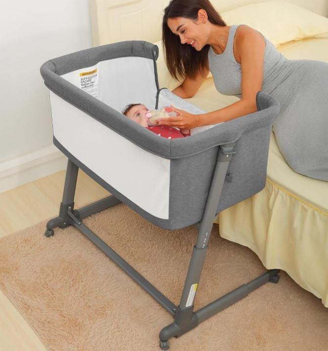 AMKE Baby Bassinets, All mesh Bedside Sleeper, Por