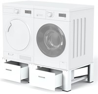 2 PACK Washer Dryer Pedestals with Drawer, White -