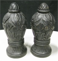 Lot Of 2 Carved Wood Decor Finials - 10" Tall