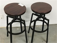 pair of kitchen stools - metal & wood