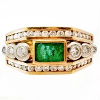 Custom 18k Gold Emerald Diamond Ring