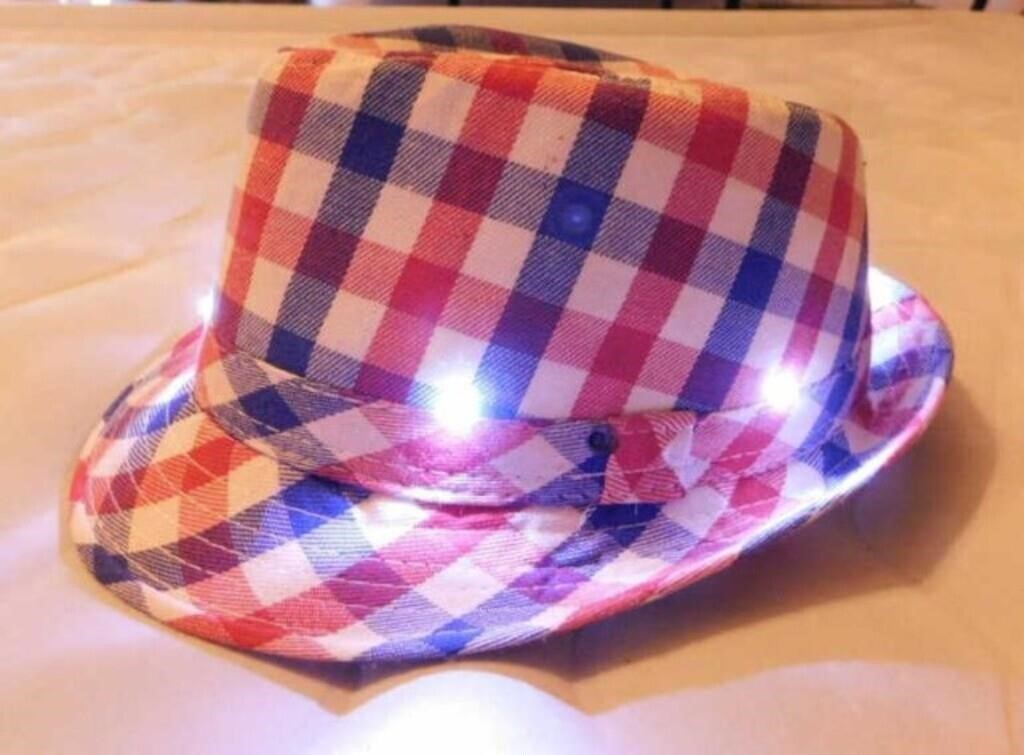 Men's plaid lighted fedora hat - Red Hat Society