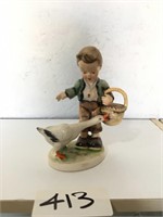 Ceramic Fiedel Figurine Of Little Boy With Basket