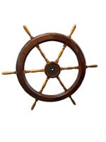 48 INCH WOOD AND BRASS SHIPS PILOT WHEEL