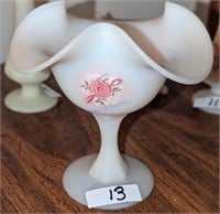 Fenton Hand Painted Custard Compote- P. Miller