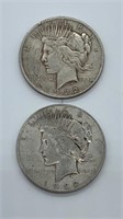 (2) 1922 Peace Dollars
