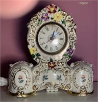 Vintage Rococo Painted Porcelain Electric Clock