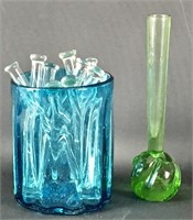 Hand Blown Glass Cup, Bud Vase, Knife Rests (9)
