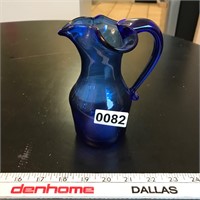 Blown glass cobalt blue pitcher