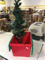 Plastic tub including Christmas tree