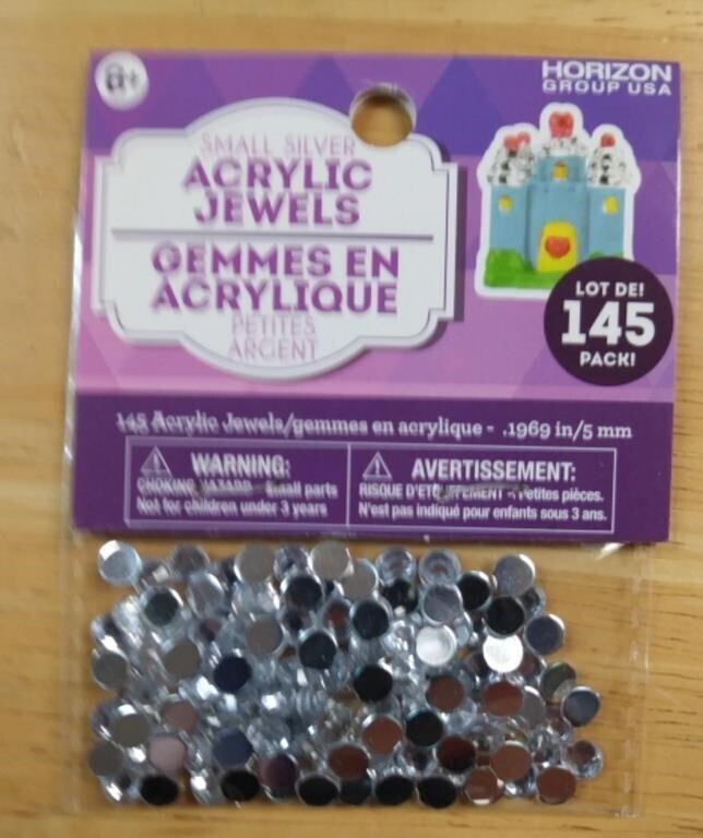 G) New, Small Silver Acrylic Jewels