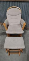 Glider Chair with Ottoman Beige Upholstery