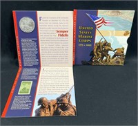 2005 US Marine Corps Silver Dollar & Stamp Set