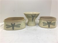 Set of three ceramic serving dishes with