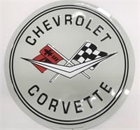 24" Round Tin Corvette Sign