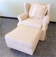 UPHOLSTERED EASY CHAIR W/OTTOMAN