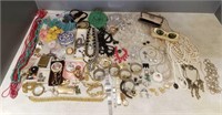 Large group of vintage, etc jewelry, watches,