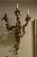 PAIR OF MONUMENTAL BRONZE WALL SCONCES