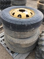 Pallet of (4) Assorted Size Truck Tires and Rims