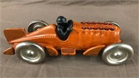 Cast Iron Race car 10” w/moving pistons marked