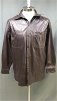 Brown Faux Leather Shirt Mens M