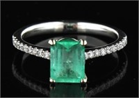 14kt Gold Natural 1.36 ct Emerald & Diamond Ring