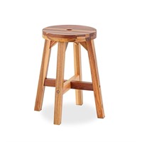 BEEFURNI Round Wooden Stool, Acacia Wood 18 Inch