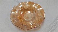 Jeanette Iris Herringbone carnival glass bowl