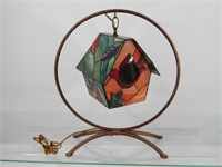 STAINED GLASS BIRDHOUSE LAMP: