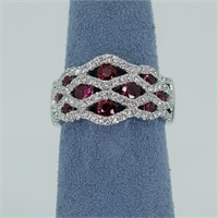 18Kt gold and palladium ruby and diamond ring